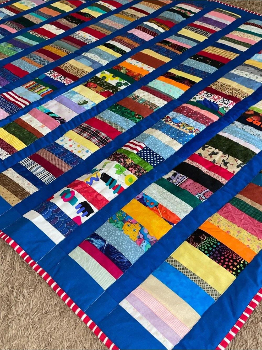 Home Holidays Red Christmas Patchwork Throw Blanket -handmade